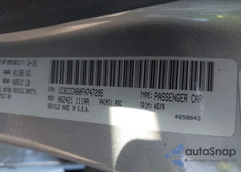 2015 Chrysler 200 Limited из США, поврежденный, VIN 1C3CCCAB0FN747295